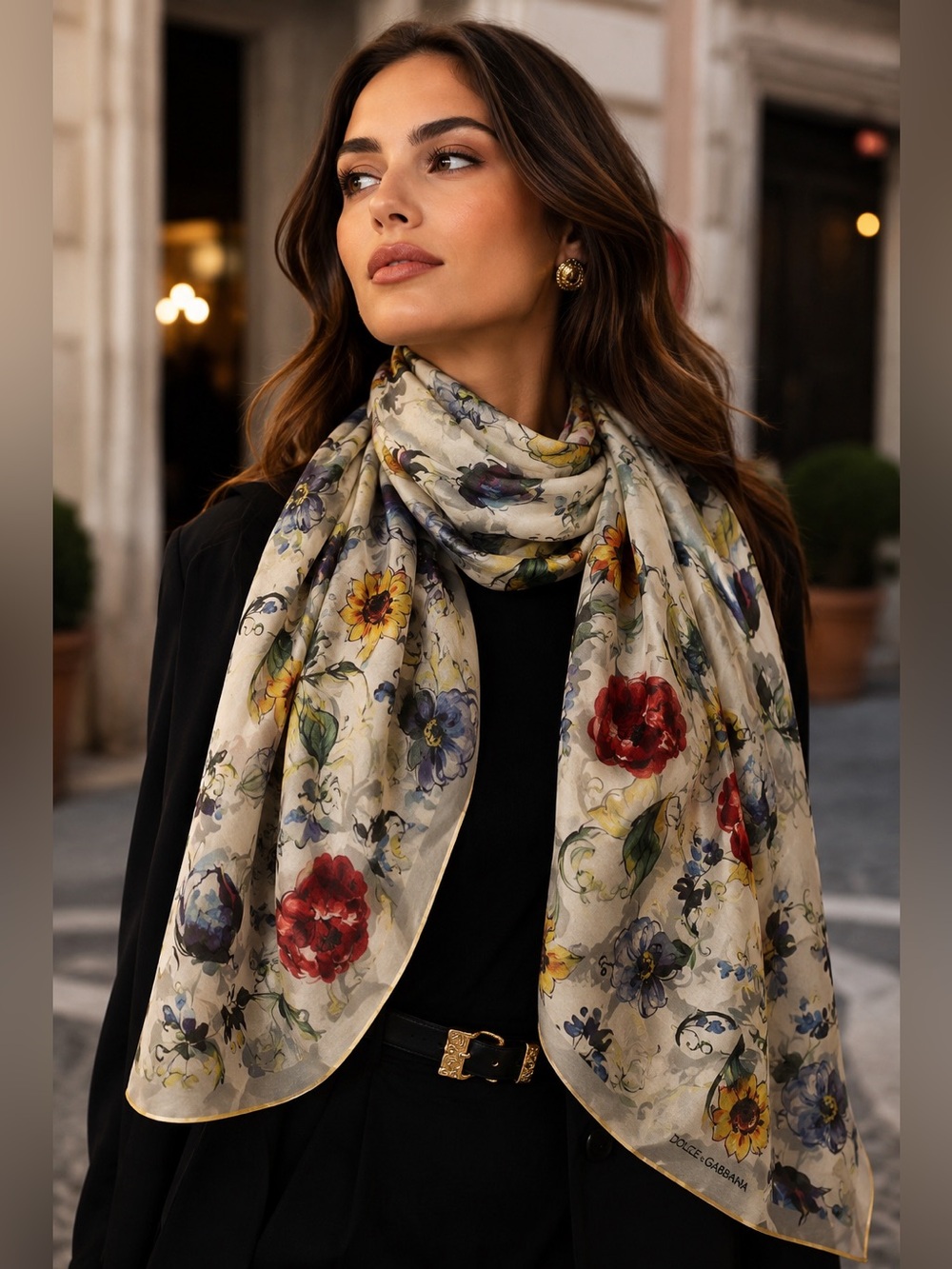 Dolce & Gabbana floral silk scarf New with Tags - 58cm x 230cm